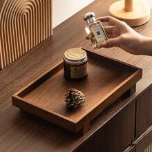 1pc Rosewood Jewelry Tray, Dresser Jewelry Cosmetic Display Organizer Plate, Desktop Key Storage Tray For Women Storage Organizer Travel Essentials Back To School Dormitory Storage - Brown - View 8