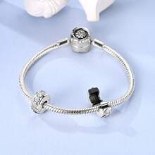 1 Peça Conta com Clipe Banhada a Prata, Botão Coração da Sorte, Dragão, Cruz, Estrela-do-Mar e Estrela, Charm para Pulseira e Colar, Contas para Fabrico de Joias DIY, Acessório Básico - Prata - Ver 5