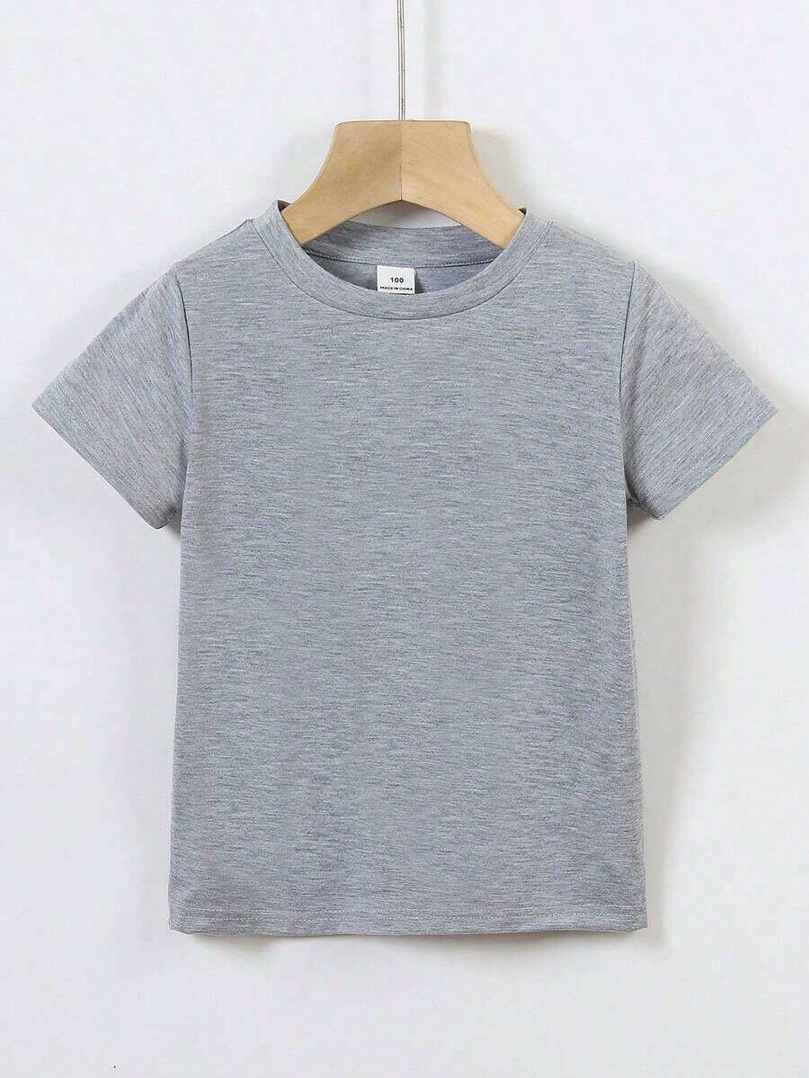 Genkimix Solid Color Short Sleeve T-Shirt For Toddler - Grey - View 1