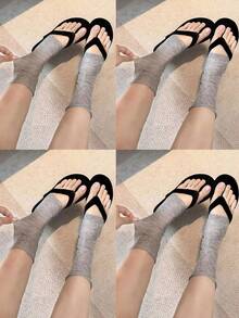 4 đôi tất cổ ngắn kiểu ballet màu xám, tất cao đến đầu gối đa năng dành cho nữ, mùa xuân/hè. - Nhiều màu - Xem 16