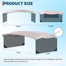 TEQIN Marine Grade 600D 4 Bow Bimini Top Replacement Canvas For Boats, Sun Shade Cover, Detachable Mesh Side Curtains, Storage Boot, Water Resistant, No Frame - Grey-4BOW8'*91-96"*54" - View 4