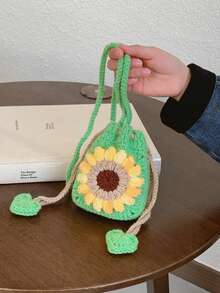 High Quality Fashionable Versatile Portable Shoulder Crossbody Bag, Cute Crocheted Mini Handbag - Multicolor - View 10