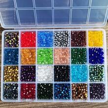 Bộ dụng cụ làm trang sức 4mm, hạt thủy tinh mài giác 24 ô, khoảng 2000 hạt/hộp, tự làm vòng tay, mặt dây chuyền, bông tai, đồ dùng thủ công làm trang sức. - Nhiều màu - Xem 3