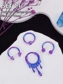 Bộ 4 chiếc khuyên mũi Gothic 16G hình đầu lâu, khuyên mũi hình dơi, khuyên mũi hình trái tim, khuyên môi bằng thép không gỉ, khuyên mũi hình trái tim màu đỏ đen, khuyên mũi hình móng ngựa, khuyên mũi hình bàn cờ đen trắng, khuyên mũi dạng vòng có khớp nối, khuyên tai sụn, khuyên tai vành tai, khuyên tai sụn tai, khuyên mũi dạng vòng, khuyên mũi dạng dây xích cho nam nữ, quà tặng 10mm, trang sức dự tiệc, hẹn hò, Giáng sinh, Halloween, đeo hàng ngày. - Nhiều màu - Xem 12