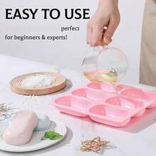 1 khuôn silicon 6 ngăn làm xà phòng, khuôn silicon tự làm bom tắm, dụng cụ làm xà phòng thủ công, dụng cụ dễ dàng lấy xà phòng ra khỏi khuôn. - hồng - Xem 5