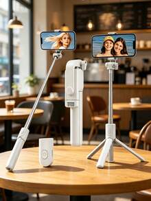 This Latest 70cm Bluetooth Phone Selfie Stick Live Streaming Tripod Can Be Equipped With LED Fill Light, Is Telescopic, Features 360-Degree Automatic Rotation And Anti-Shake Function, And Is Lightweight And Portable. It Also Has Multiple Functions And Can Be Used As A Portable Tripod. Suitable For Live Streaming, Group Photos And Travel Scenarios. - one-size - View 2