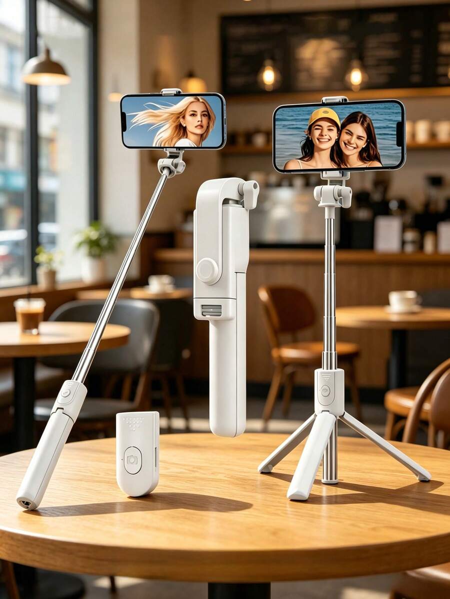 This Latest 70cm Bluetooth Phone Selfie Stick Live Streaming Tripod Can Be Equipped With LED Fill Light, Is Telescopic, Features 360-Degree Automatic Rotation And Anti-Shake Function, And Is Lightweight And Portable. It Also Has Multiple Functions And Can Be Used As A Portable Tripod. Suitable For Live Streaming, Group Photos And Travel Scenarios.