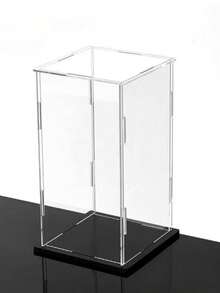 Caja de exhibición de acrílico transparente, disponible en 50 tamaños, ensamblaje DIY, adecuada para exhibir y proteger del polvo modelos, bloques de construcción, artesanías y recuerdos - Placa base de PVC negro de 5 mm. - Ver 9