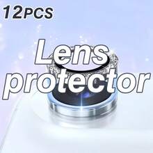 Bộ 12 miếng dán bảo vệ ống kính camera màu bạc, tương thích với Apple 17/16/15/14/Pro/Pro Max/13/12/11/Mini/Plus, miếng dán bảo vệ ống kính camera, tương thích với ốp lưng bảo vệ, thiết kế thân thiện, bền và dễ lắp đặt, chống trầy xước, miếng dán bảo vệ ống kính camera điện thoại di động. - Bạc - Xem 14