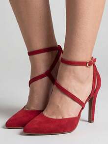 RE&TON Women's Pointed Toe Pump With 9cm Heel And Comfort Insole SC2 - 紅色 - 查看 2