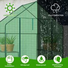 Mini Walk-In Greenhouse With PE Cover, 4-Shelf Indoor Outdoor Plant Gardening Green House For Garden Backyard, 56" X 29" X 77", Green - Default - View 3