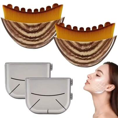 1 Bàn chải massage mặt dẫn lưu bạch huyết + 1 Hộp đựng, Máy massage dẫn lưu bạch huyết vùng mặt, Thiết kế công thái học ôm sát da một cách chính xác.
