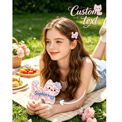 Custom Cute Cat Hair Clips For Girl, New Design Kitten Side Clips, High Quality Duckbill Bangs Clips For Hair Styling Daily Wear Hair Accessories