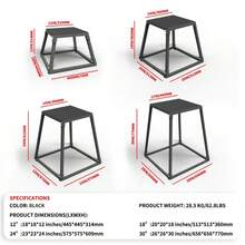 BouPower Anti-Slip Steel Plyometric Jump Box Set – Durable Step Up Platform For Home Gym Strength & Conditioning – 12/18/24/30 Inch - Black 12in - View 2