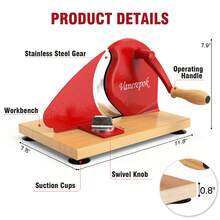 Manual Bread Slicer For Homemade Sourdough Bread Versatile Hand Crank Bread Slicer For Sourdough Crusty Bread Etc Stainless Steel Slicers Adjustable Width For Homemade & Commercial Use - 紅色 - 查看 3