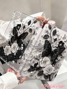 Funda protectora de tableta con diseño de mariposa 2D, adecuada para iPad Air 8 (M4) 2026 (11/13 pulgadas), Air 11 pulgadas M3 2025/M2 2024, Air 5ta generación 2022, (A16) 11 pulgadas 11va generación 2025, Galaxy Tab, Kindle Paperwhite 12a generación 2024. Panel trasero transparente, patrón de moda, función de suspensión/activación automática, protección con amortiguación de aire, adecuada para regalos y uso en la oficina. - Multicolor - Ver 2