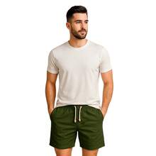 Set Of 3 Premium Linen Shorts For Men - Luxury Beachwear - 棕色 - 查看 3