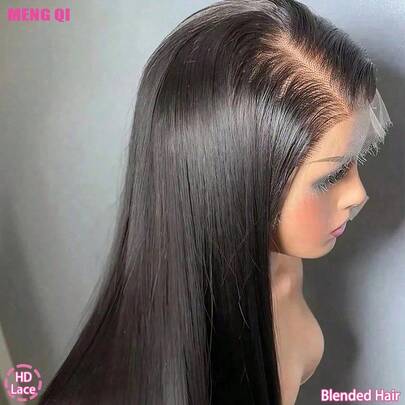 Pelucas de encaje frontal 13x6 13x4 5x5, mezcla de cabello virgen brasileño, recortado y desbastado previamente 28" 30" cabello negro natural liso, peluca de encaje frontal sin pegamento con redecilla, 40% cabello humano 200% densidad, peluca de encaje frontal de alta definición, lista para usar sin pegamento, adecuada como regalo de Halloween y Navidad
