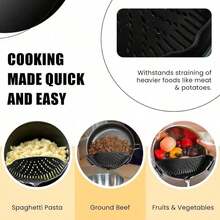 1pc Clip On Kitchen Food Strainer For Spaghetti, Pasta, Meat, Fruits, Vegetables. Silicone Kitchen Food Strainer For Pots & Bowls(Black) ,Suitable For Pots & Bowls ,Easy To Clean ,Household Kitchen Gadget ,Universal Pot & Bowl Strainer ,Anti-Spill Strainer - View 8