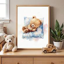 Tranh canvas treo tường (1 tấm), trang trí phòng trẻ sơ sinh, tranh chủ đề gấu cho phòng bé, hình gấu bông ngủ và cá voi, mặt trăng và sao, trang trí phòng trẻ sơ sinh, tranh gấu mộng mơ, tranh phong cách Boho mây sao trời cho phòng bé, trang trí tường phòng ngủ trẻ em, tranh trang trí tường phòng chơi. - Nhiều màu - Xem 11