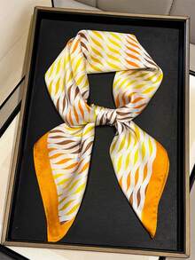 1 chiếc khăn choàng cổ satin màu xanh lá cây in họa tiết sọc lượn sóng, kích thước 65x65cm, nhẹ, đa năng, phù hợp cho mọi mùa, đi chơi hàng ngày, dự tiệc và du lịch. - Nhiều màu - Xem 6