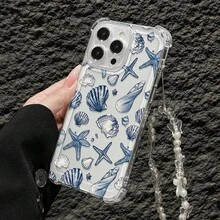 Capinha Capa de transparente Concha azul Para iPhone 11 14 15 16 12 17 13 pro max 7/8 plus produto em alta - Azul - Visão 8