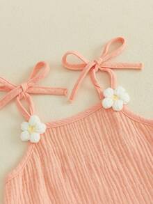 Conjunto de verano para bebés niñas pequeñas: adorable conjunto de top sin mangas con cuello cuadrado y pantalón con estampado floral. - Rosa - Ver 5
