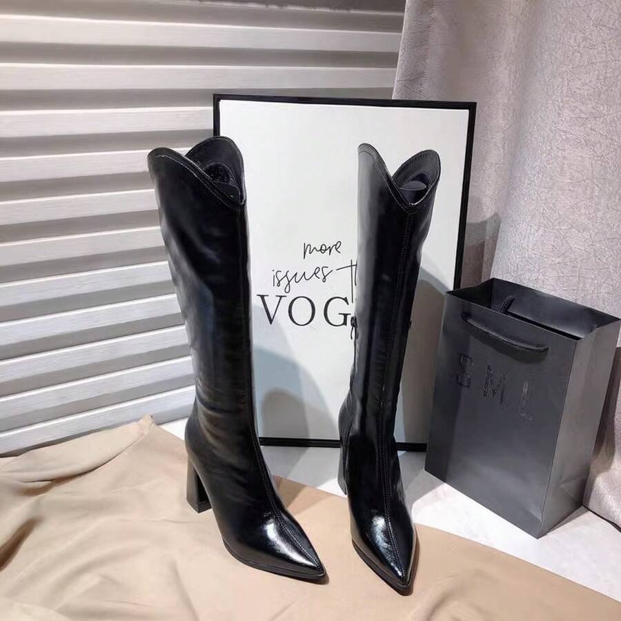 Bottes hautes, bottes à tige longue pour femmes, bottes longues, bottes d'équitation polyvalentes - Noir - Voir 1