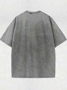 Vintage Washed Dog Graphic T‑Shirt, Retro Sunglasses Dog Print Crew Neck Short Sleeve Casual Fall Streetwear Oversized Tee For Women - 灰色 - 查看 4