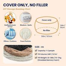 Ultra Soft Faux Fur Bean Bag Cover For Stuffed Animals Storage - Large 6FT Washable Plush Toy Organizer For Kids Adults Teens - Cozy Pink Beanbag Chair Cover (No Filler Included) - Chỉ có bìa màu hồng - Xem 6