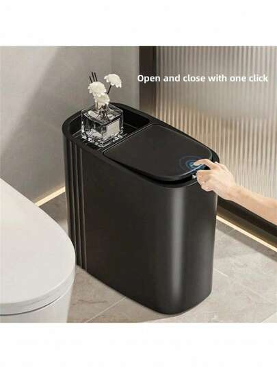 Nuevo bote de basura creativo con diseño de pinza, cubo de basura de tapa de un solo clic de alta calidad para el baño, uso doméstico, decoración del hogar, organizador del baño, decoración de otoño, regreso a la escuela