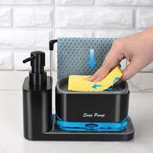Kitchen Sink Organizer Set, Dual Soap Dispenser With Sponge Holder, Floor-Standing Installation, Phthalate-Free Material, No Electricity Needed, Liquid Soap And Dish Soap Dispenser With Tray And Dishcloth Rack - Multicolor - View 4