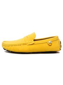 [Sepatu Loafer Mokasin Metalik] Sepatu Loafer Mokasin Pria dengan Dekorasi Metalik, Sepatu Slip On Nyaman dan Anti Selip, Sepatu Pria, Musim Semi dan Musim Panas - Kuning - View 4