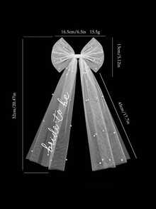 Bridal Pearl Bow Hair Clip, Suitable For Bachelorette Party And Pre-Wedding Hairstyles With Mesh Fabric - Multicolor - View 9