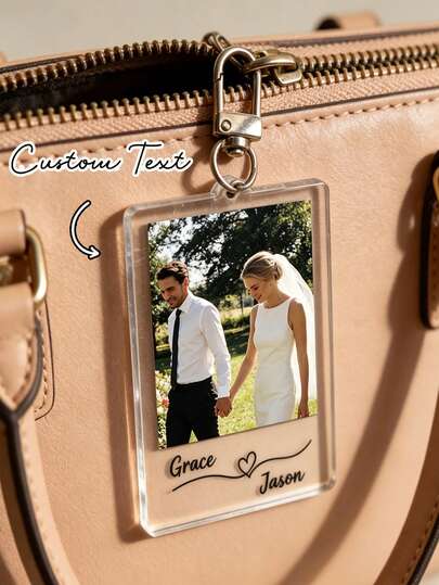 Personalized Photo Keychain With Custom Message, Couple Gift For Boyfriend Girlfriend, Valentine's Day Love Keyring