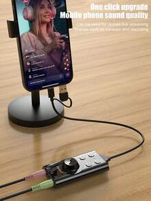 二合一外置声卡，7.1声道电脑变声器，电话/电脑语音聊天男声变女声，Diva Lolita风格，适用于唱歌、游戏，即插即用外置立体声声卡，兼容/PC/笔记本电脑/Galaxy等设备，48KHz高分辨率DAC音频转换器 - 查看 3