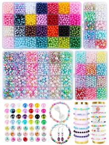 Gemischte Farbe runde Kunstperlen Set, geeignet für Schmuckherstellung, DIY Freundschaftsarmbänder, Halsketten, Ohrringe und andere Accessoires, sowie als Handy- und Schlüsselanhänger - Perlenset - Übersicht 10