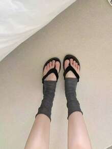 4双灰色芭蕾舞风格短袜，百搭过膝袜，适合女士，春夏款 - 彩色 - 查看 6