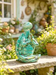 1pc Yoga Turtle Garden Statue, Adorable Zen Animal Sculpture, Suitable For Outdoor Patio, Balcony And Lawn Decor. This Lovely Meditation Turtle Figurine Adds A Touch To Your Backyard, Flower Bed Or Pathway. Ideal For Gardening Enthusiasts, A Lightweight And Weather-Resistant Yard Decoration For All Seasons. - C - View 7