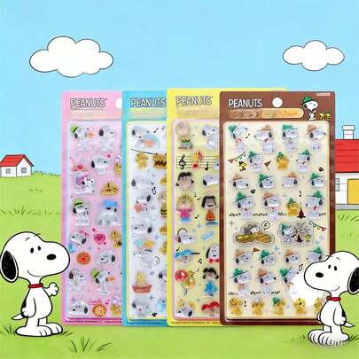 SNOOPY 1 pieza Pegatinas 3D transparentes con gota de cómic de cacahuete, disponibles en 4 estilos: Libreta de pegatinas 3D/Libro de planificación/Especial hecho a mano