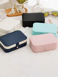1pc High Quality PU Travel Jewelry Box, Large Capacity Jewelry Storage Box, Cosmetic Storage Box, Pink Travel Accessory, Jewelry Storage Container, Travel Essential, Suitable For Storing Earrings, Necklaces, Rings, Holiday Gift, Gift For Her, Valentine's Day Gift - Multicolor - View 4