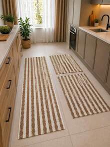 Cotton Rug Set, 3 Pieces, Thick And Soft. 2 Rugs + 1 Runner. Machine Washable! - 杏色 - 查看 3