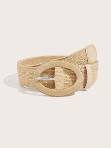 1pc Bohemian Woven Elastic Waist Belt, Suitable For Dresses, Skirts, Jeans, Casual Pants, Ideal For Parties, School, Work, Daily Wear, Travel, Beach, Gifts - Beige - View 2