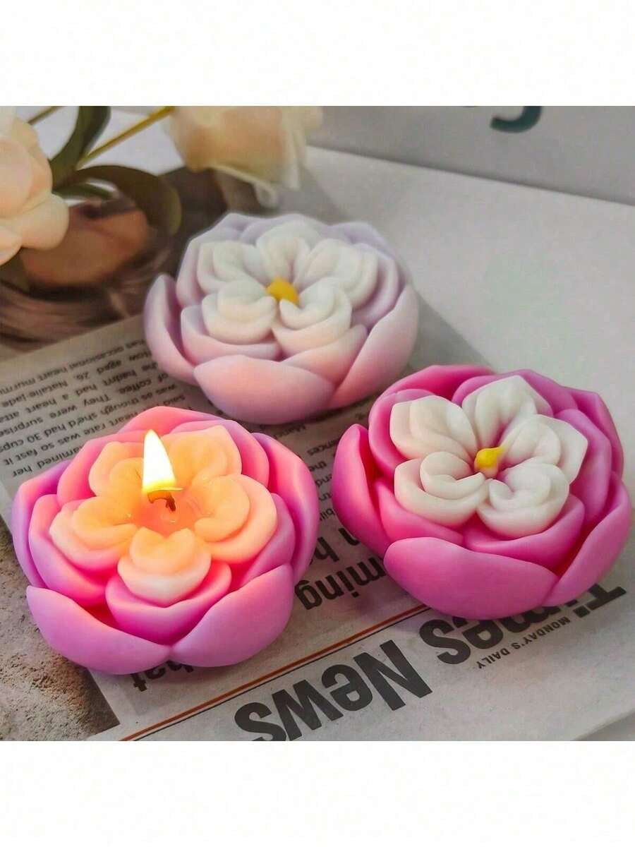 Nouveau moule en silicone pour bougie en forme de fleur à 5 pétales, savon fait main DIY, bougie d'aromathérapie, diffuseur de pierre de fleur 3D, décoration multifonctionnelle - fleurs - Voir 1