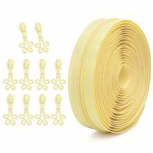 1 Set = 450cm Zipper + 10pcs Zipper Pulls, Matching Floral Zipper Pulls, #5 Nylon Zippers In Multiple Colors, Sewing Replacement Parts For Bags, Home Textiles, Clothing, Shoes, DIY Crafts, Etc. - 5#shh - View 12