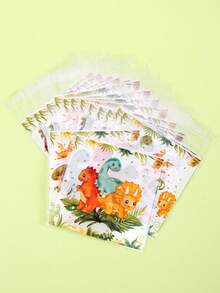50/100入 卡通恐龍自封禮物袋，混色叢林恐龍圖案塑膠禮品包裝袋，透明恐龍主題男孩1歲生日派對裝飾，嬰兒淋浴派對用品 - 彩色 - 查看 3