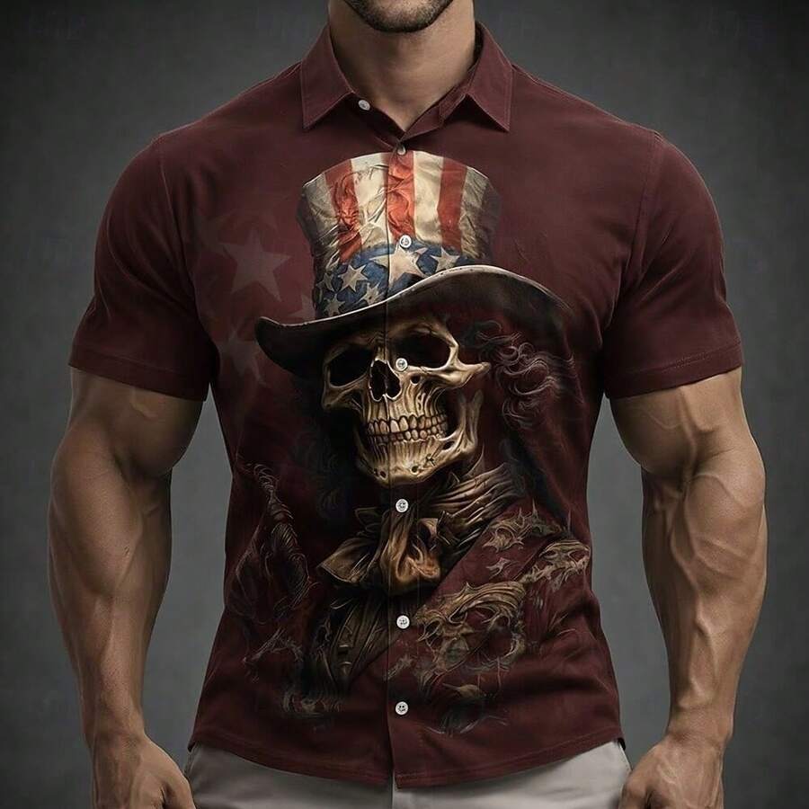 America's 250th Anniversary Independence Day Men's American US Flag Patriotic Fourth Of July Shirt Summer Shirt Button Up Shirt Short Sleeve Fashion Casual Holiday Summer Spring Turndown 3D Print - A508D-AL25286 - 查看 1