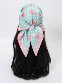 1pc Simple Printed 70cm Square Scarf, New Spring Bandana For Women, Versatile Waist Tie, Headband, Fashion Neckerchief,Accessories,Holiday - Multicolor - View 6