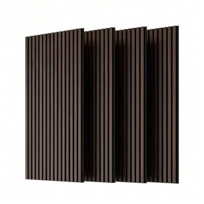 Wooden Wall Panels, 4-Piece Set Of Acoustic Wooden Slat Panels For Walls And Ceilings – 3D Grooved, Sound-Absorbing Panels With A Three-Sided, Fully Wood-Clad Surface – 115 Cm X 60 Cm