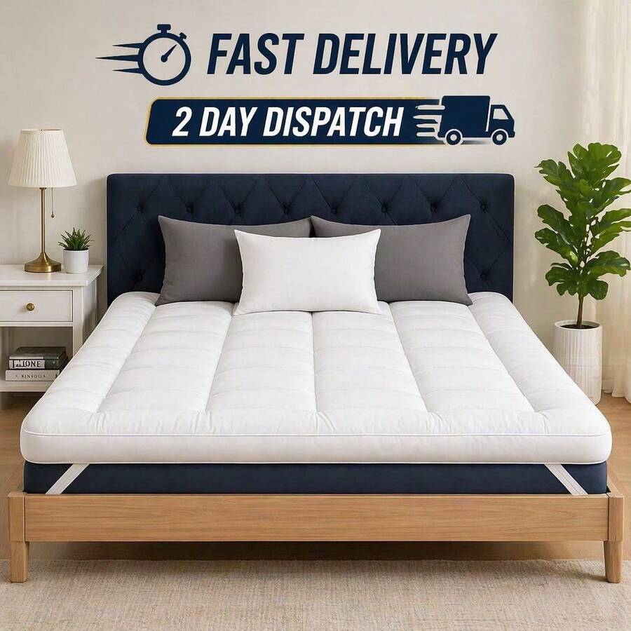 Aafan Hotel Quality Mattress Topper 10cm / 4 Inch Thick Deep Topper Soft & Fluffy Single Double King - White - View 1